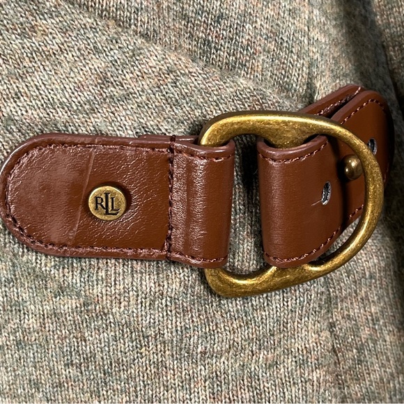 Lauren Ralph Lauren Brown Sweater Cashmere Blend Belt Buckle Crossover V-Neck - Picture 2 of 13